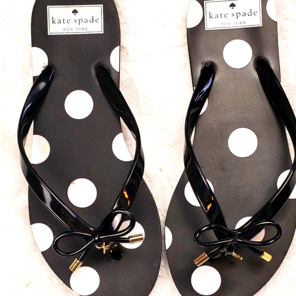 kate spade Shoes - Kate Spade Black & White Polka Dotted Flip Flops